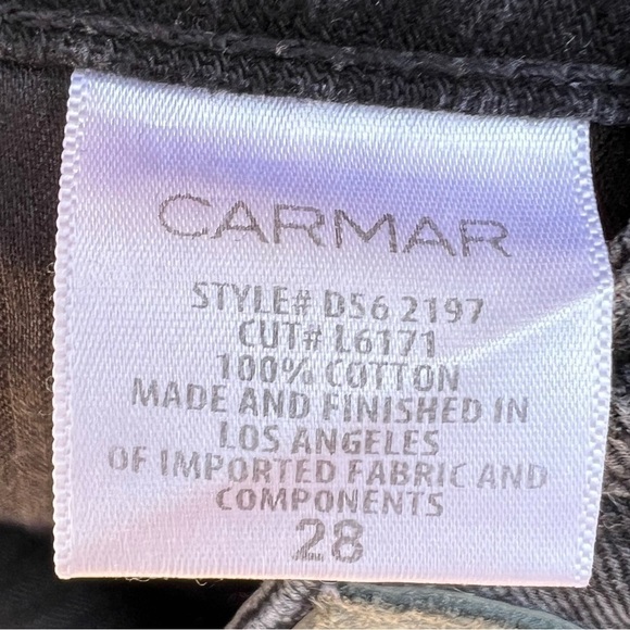 🌻Carmar Black Low Rise Lazer Check Denim Shorts Size 28 - Picture 7 of 7